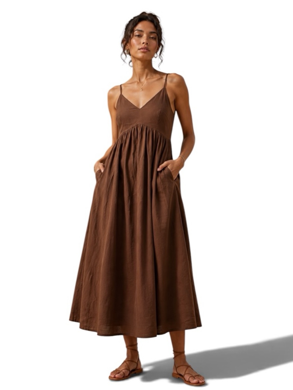 o.p.t Anthropologie cotton midi neutral dress